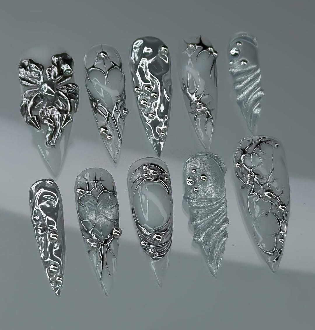 Silver Cyber-Gothic Bows
