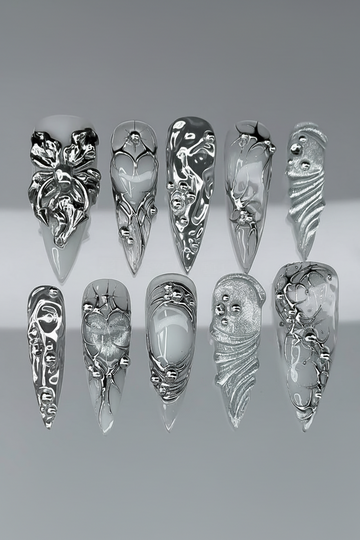 Silver Cyber-Gothic Bows