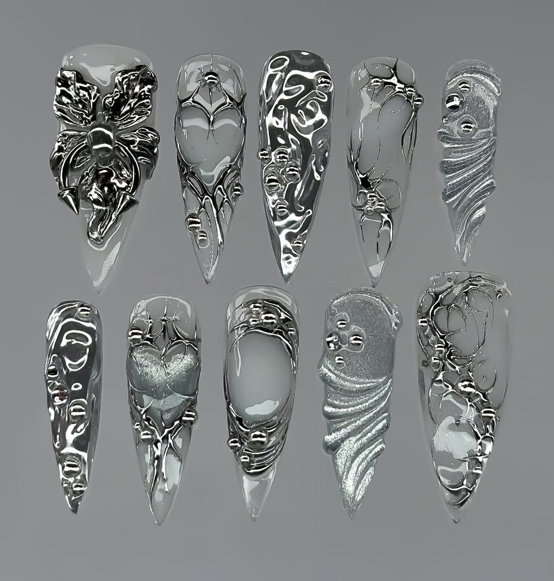Silver Cyber-Gothic Bows