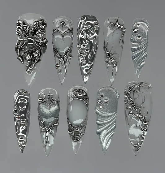 Silver Cyber-Gothic Bows