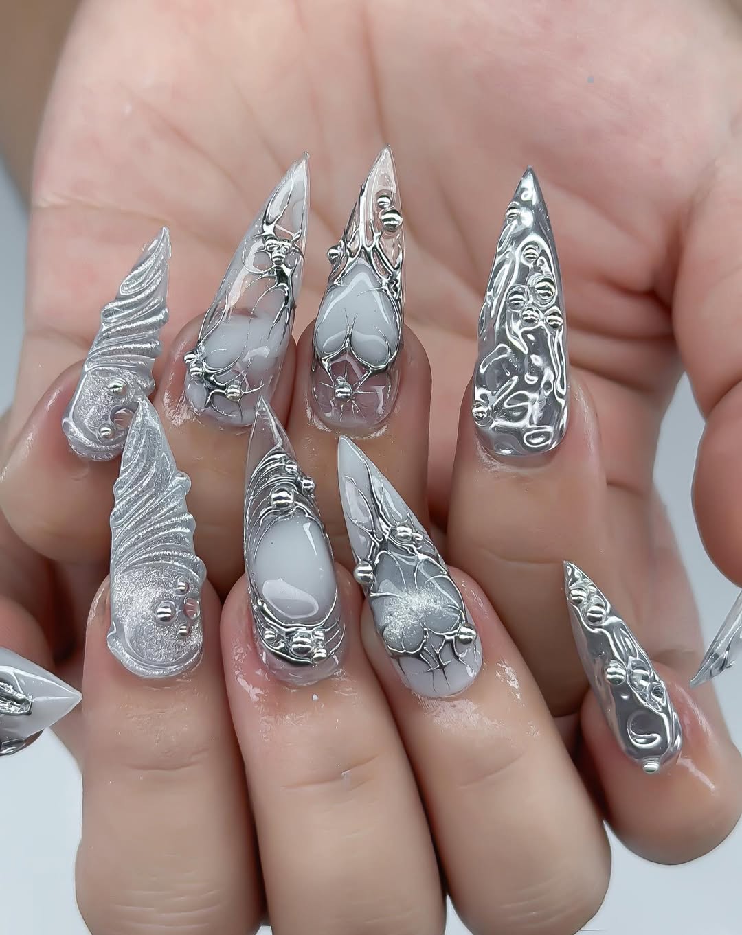 Silver Cyber-Gothic Bows