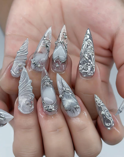 Silver Cyber-Gothic Bows