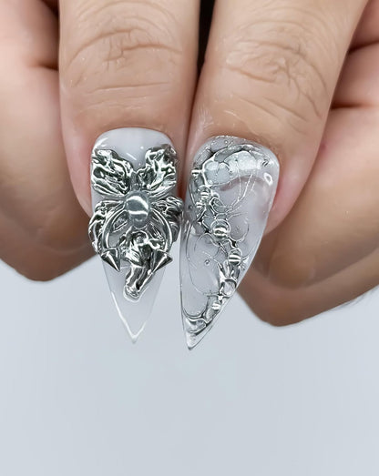 Silver Cyber-Gothic Bows